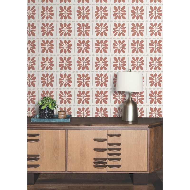 York Wallcoverings Mimosa Fleur Terracotta Wallpaper