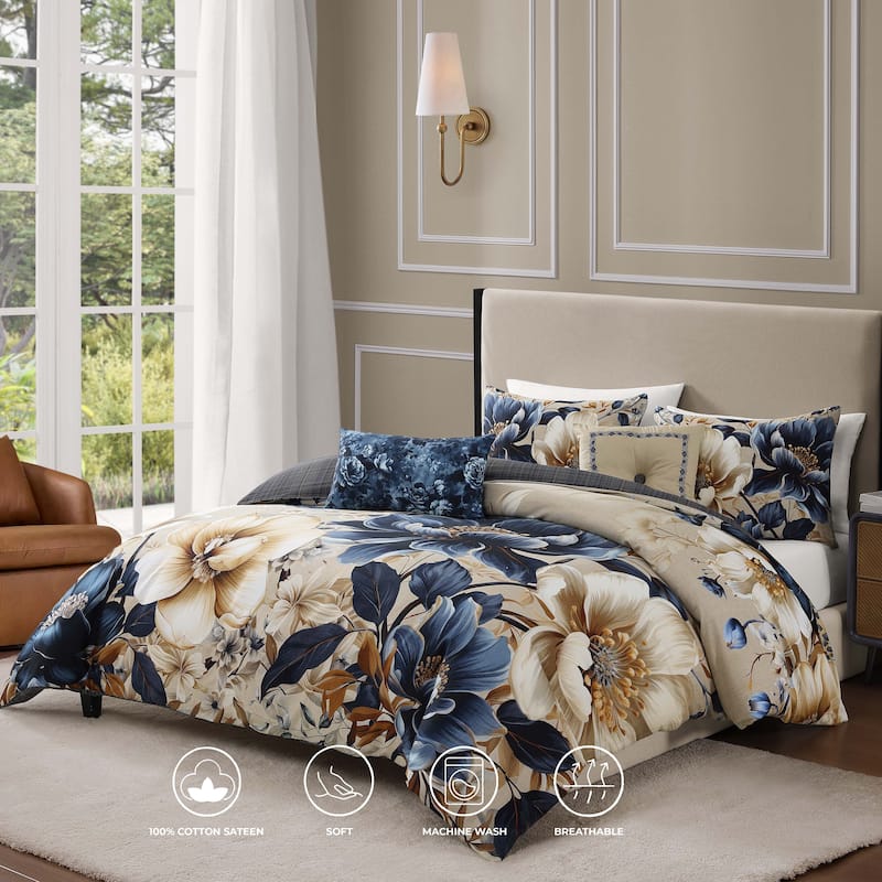 Bebejan English Manor 100% Cotton Sateen 5 Piece Reversible Comforter Set