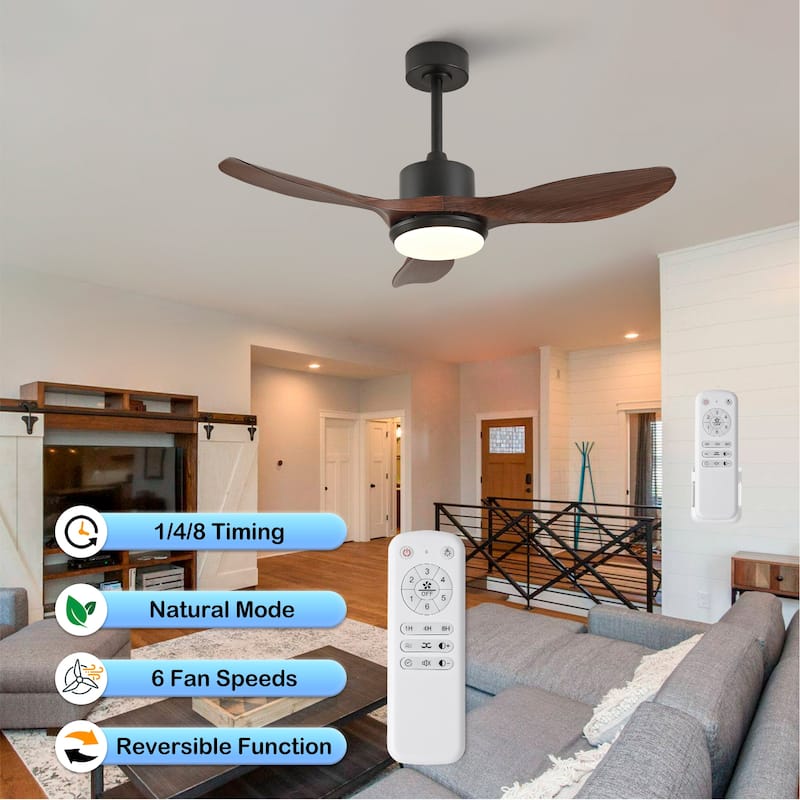 52-inch Modern LED Ceiling Fan with Light, 3 ABS Blades & Remote Control