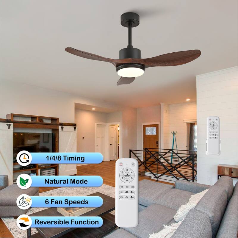 Sofucor 42/52 Inch Ceiling Fan With Light,3 ABS Blades Remote Control,Reversible DC Motor With Dimmable LED