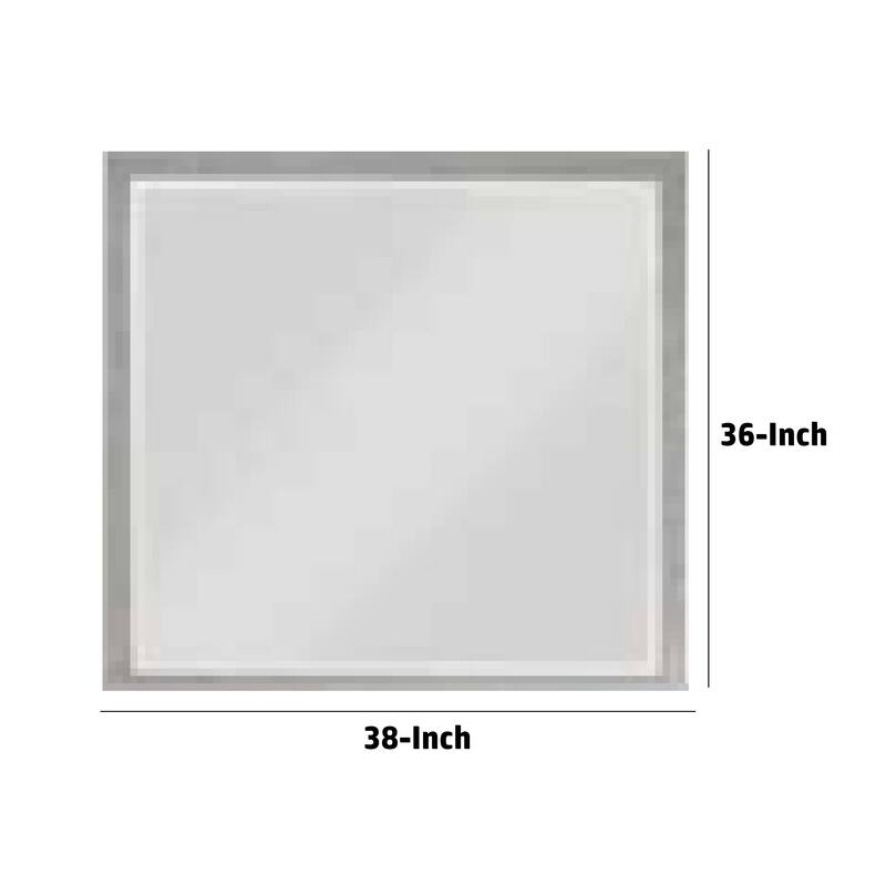 Jody 38 Inch Wall Mirror, Rectangular Wood Frame, Gray - Grey