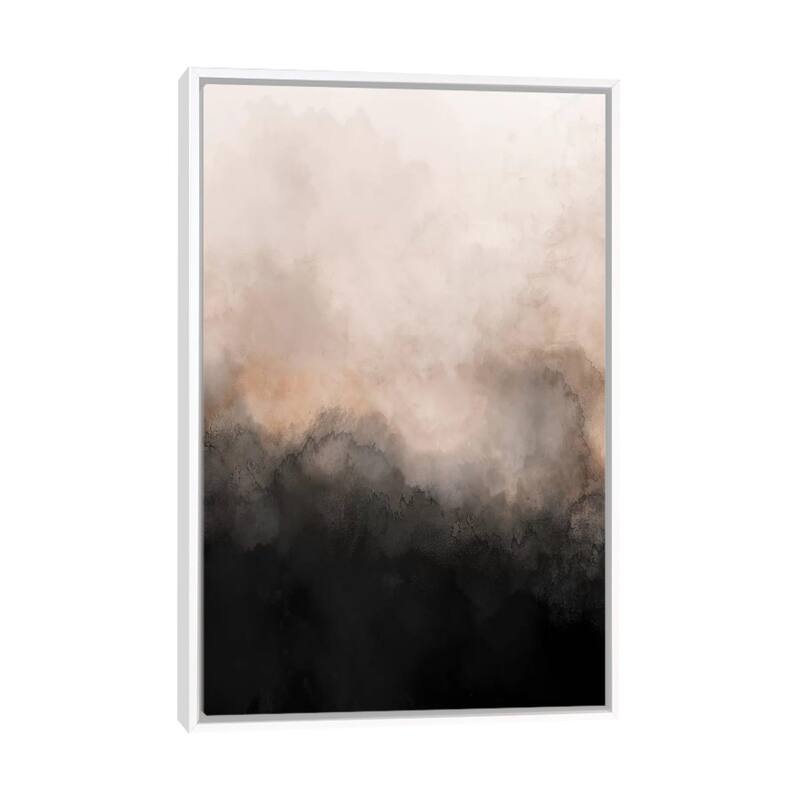 iCanvas "Nude & Black Watercolour" by Pixy Paper Framed - White - 26x18