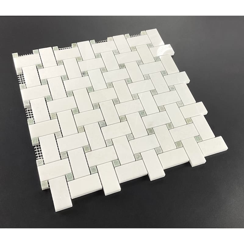 1 x 2 Basketweave Marble Mosaic Tiles - Case (10 Sheets)
