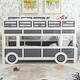 preview thumbnail 5 of 16, Twin Over Twin Car Bed wDriver's Seat&Steering Wheel, Bus-Shaped Platform Bed wWheels&Storage Cabinet, Space Saving Bunk Bed
