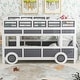 preview thumbnail 4 of 6, Twin over Twin Wood Frame Bus-shaped Bunk Bed with Wheels and Storage Space, Grey and White