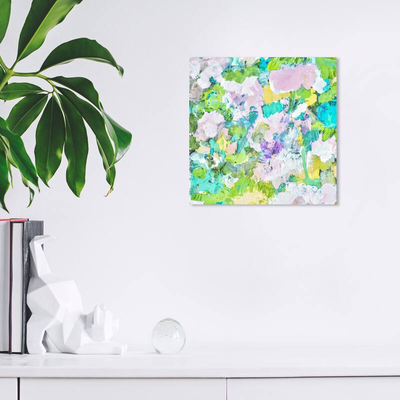 Wynwood Studio Canvas Abstract Endless Summer Garden Green and Cyan Modern & Contemporary Wall Art Canvas Print - 12 x 12