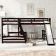 preview thumbnail 2 of 7, Espresso Twin Over Full Solid Pine Bunk Bed with Loft Bed, Desk, Slide