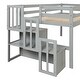 preview thumbnail 5 of 8, Contemporary Twin Size Loft Bed with 2 Storage Staircase and Guardrails, Space for Entertainment, Solid Construction, Grey