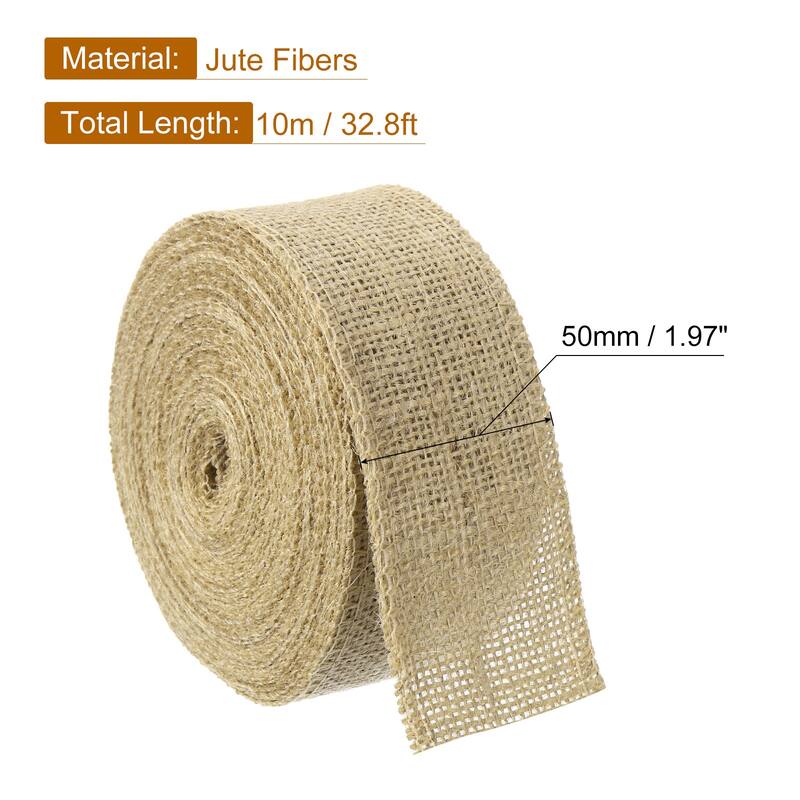 10 Yards Natural Burlap Ribbon Jute Burlap Wired Ribbon Rustic Ribbon - Natural Color - 2 inch