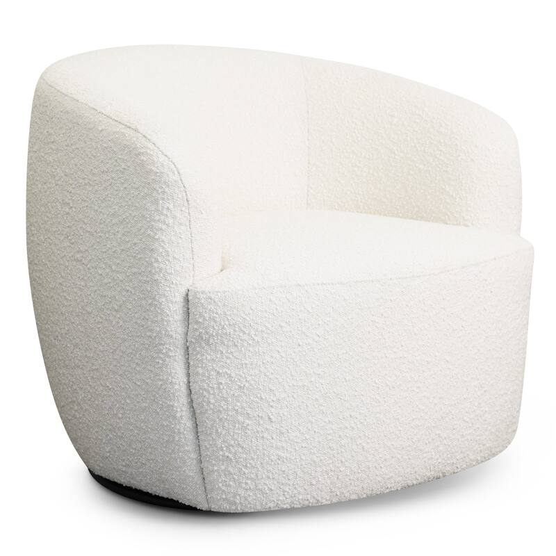 GDFStudio - Mina Modern Boucle Swivel Accent Chair with 360° Base & Round Arms - 32"W