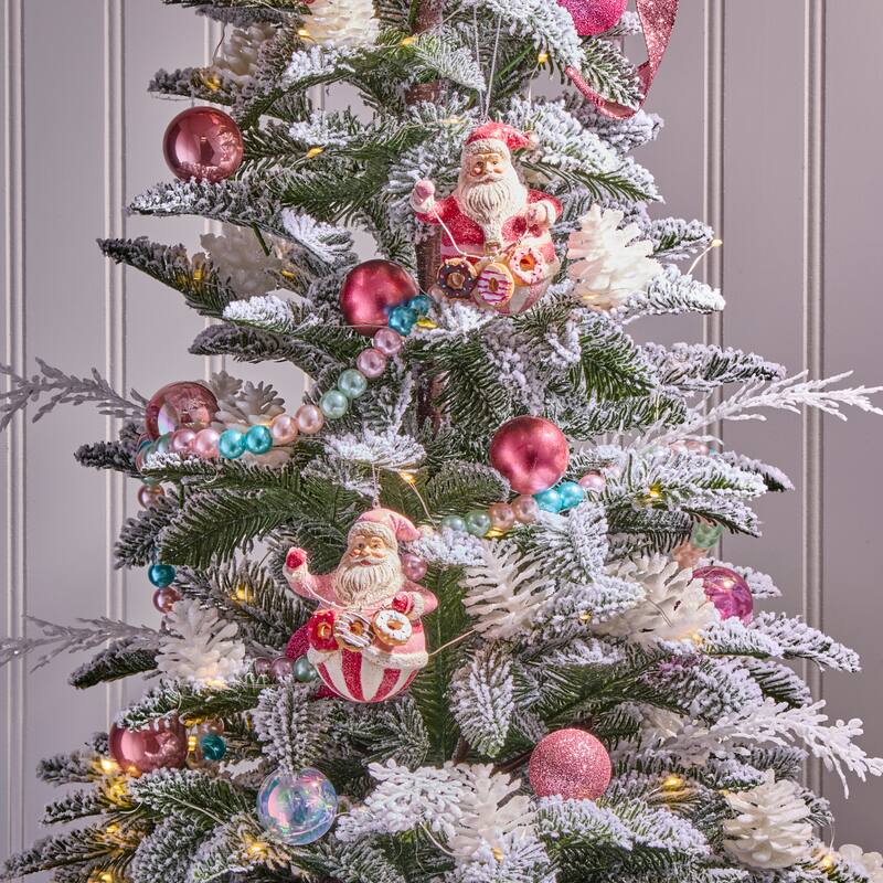 4" Resin Sweets Santa Ornament Set of 2
