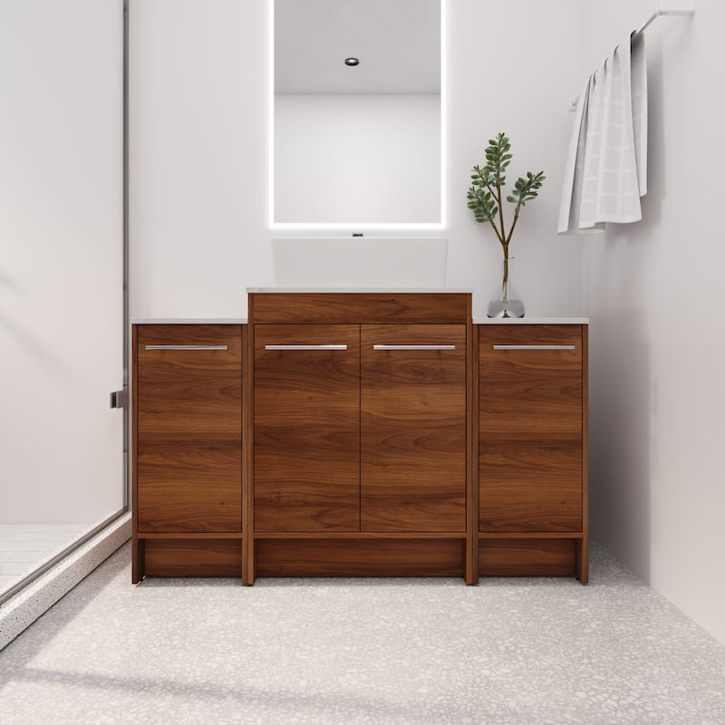 BNK 24/36/48/60 Inch Bathroom Vanity with Sink, Freestanding Bathroom Vanity with Soft Close Doors and Adjustable Shelf - 48"x18" - BRE110