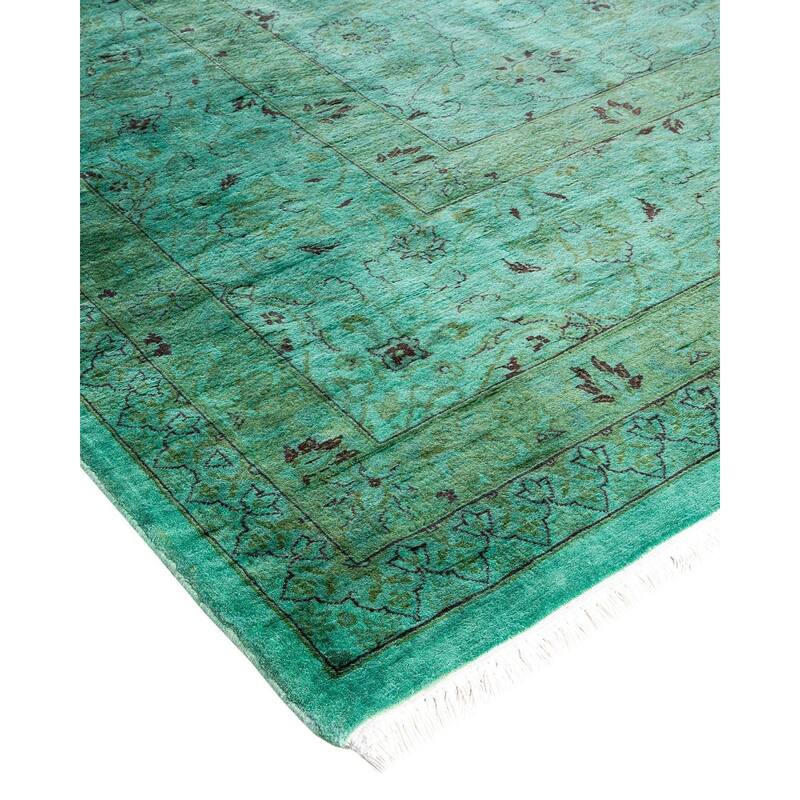 Fine Vibrance, One-of-a-Kind Hand-Knotted Area Rug - Green, 9' 1" x 11' 10" - 9' 1" x 11' 10"