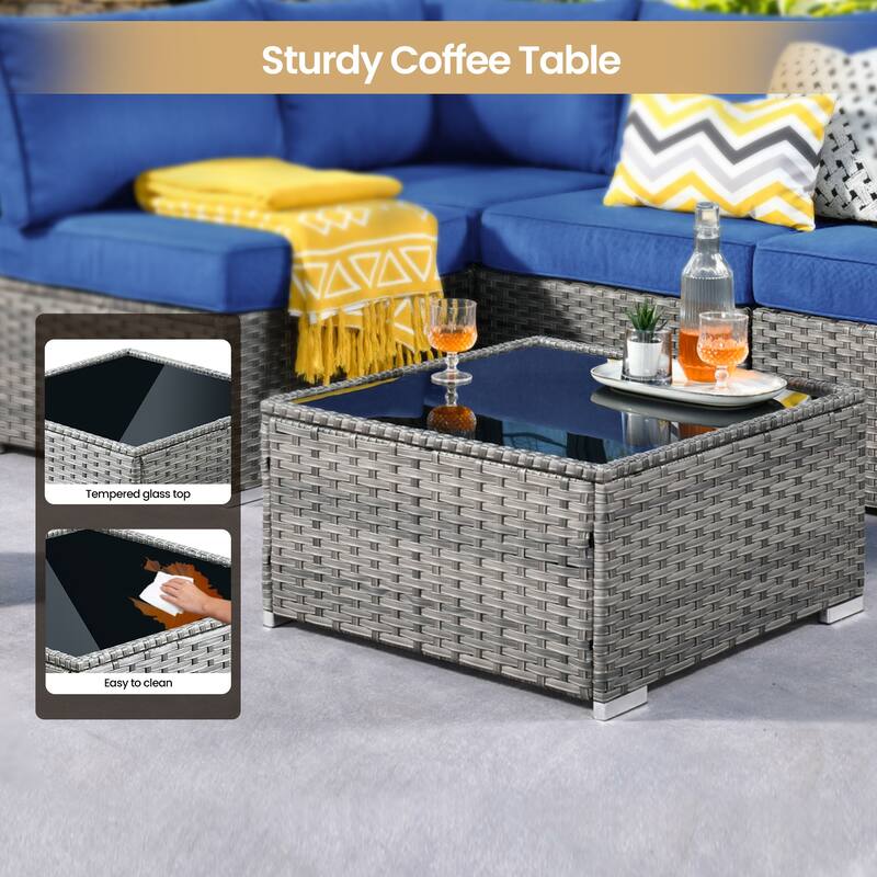 XIZZI 7-piece Outdoor Wicker Furniture Sectional Sofa Set with Table