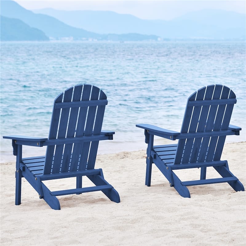Yaheetech 2-piece Folding Adirondack Chair Solid Wood Garden Chair Weather Resistant