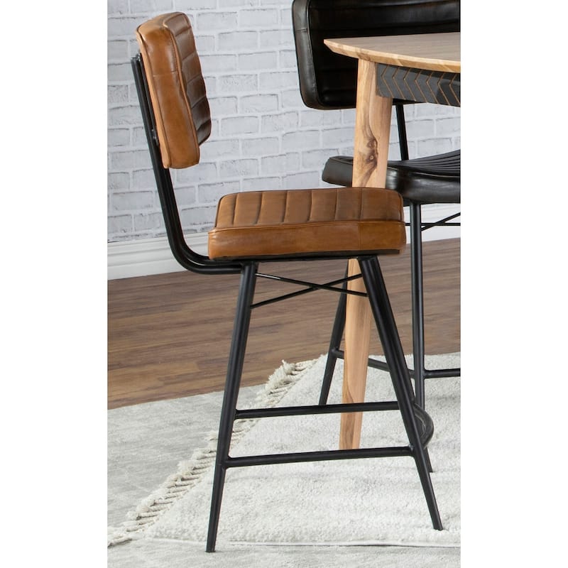 Partridge Leather Upholstered Counter Height Stools (Set of 2)