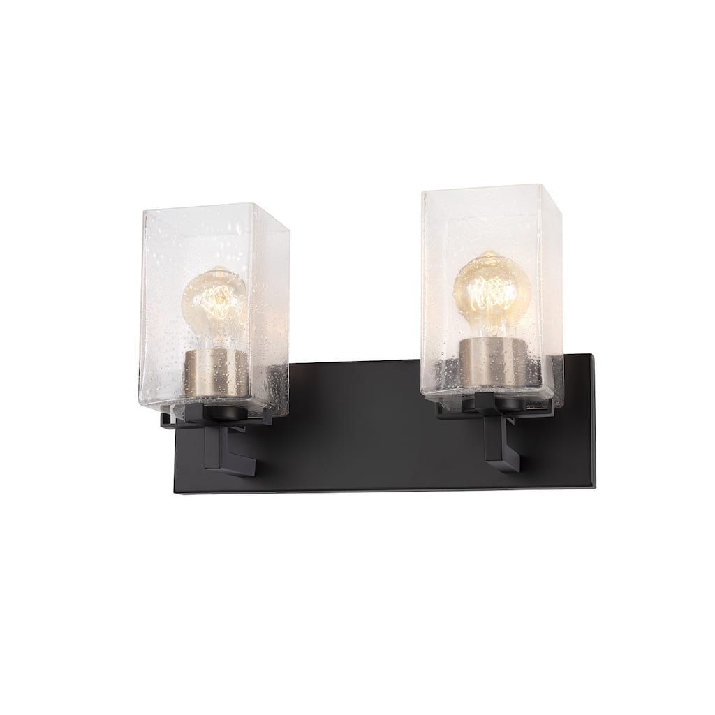 EVOLV Fusion Vice 2-Light Bath Bar with Seeded Glass Shade