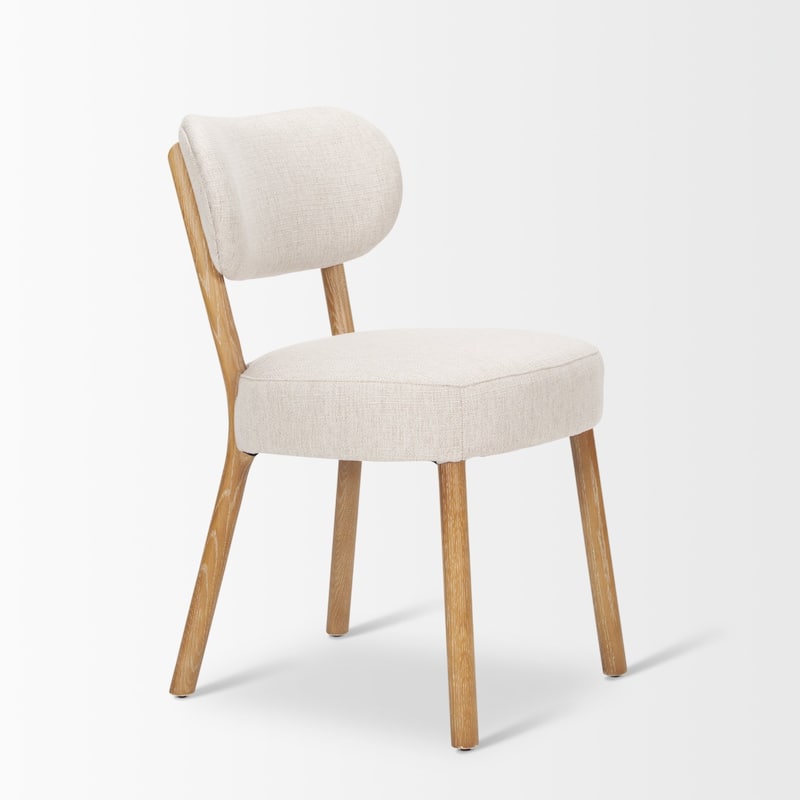 Owen Beige Fabric With Brown Wood Frame Dining Chairs (Set of 2) - 18.5L x 21.5W x 30.8H