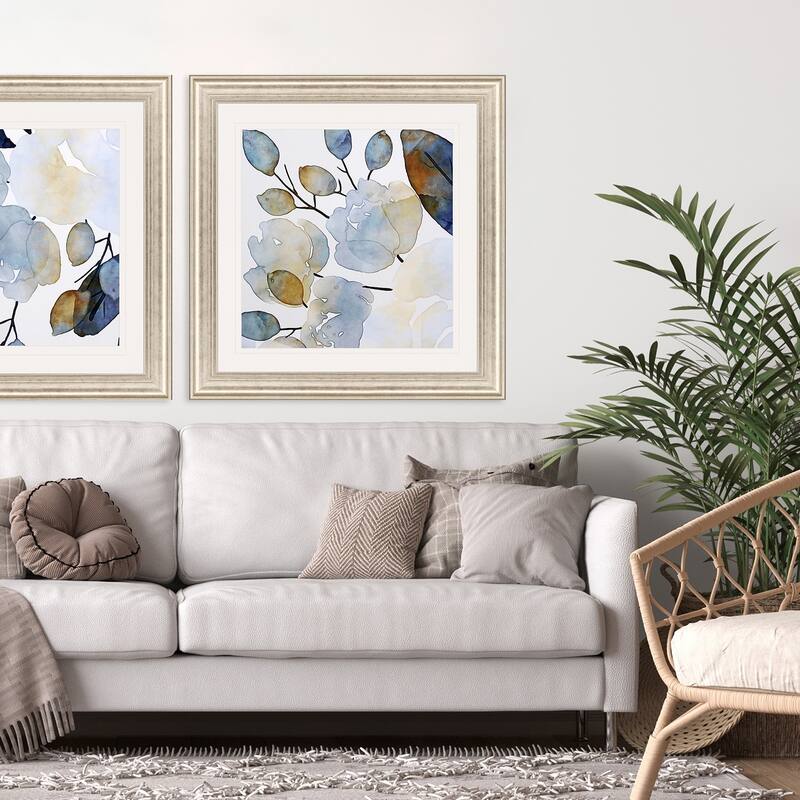 Watercolour Floral II Framed Art Giclee Under Glass - Blue
