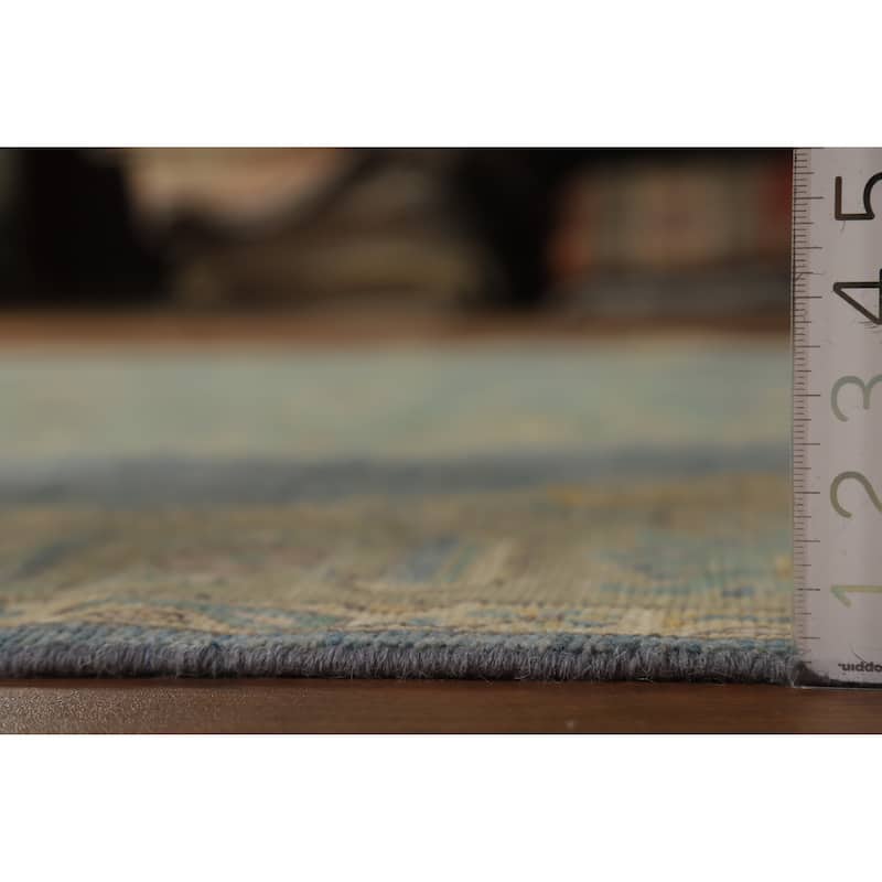 Hand Knotted Oriental 100% Wool Carpet Transitional Medallion Navy Blue & Blues Oushak Area Rug - 10' 2'' X 8' 4''