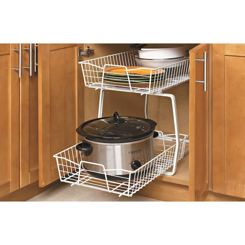 ClosetMaid White Finish 14in Two-Tier Pull Out Cabinet Organizer