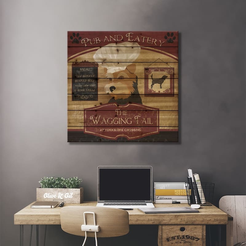 Wagging Tail Print On Wood by Conrad Knutsen - Multi-Color