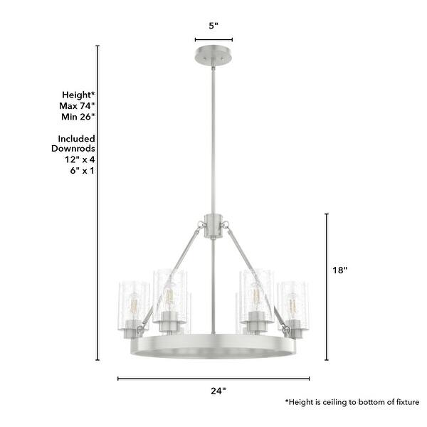 dimension image slide 0 of 2, Hunter Hartland 6-Light Wagon Wheel Chandelier - Dining/Living Room, Kitchen Table, Entry - Farmhouse, Industrial, Transitional