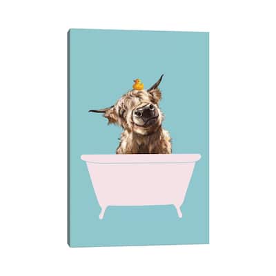 iCanvas "Playful Highland Cow In Bathtub" by Big Nose Work Canvas Print