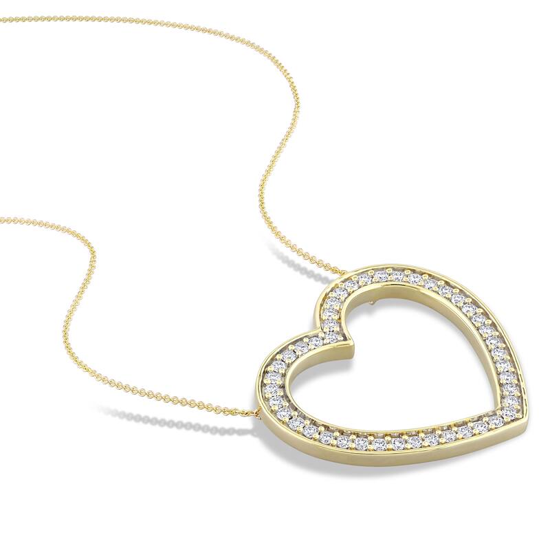 Miadora 10k Yellow 5/8ct TDW Diamond Open Heart Necklace