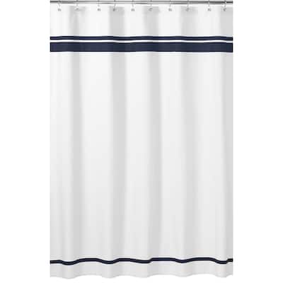 Sweet Jojo Designs White and Navy Hotel Shower Curtain