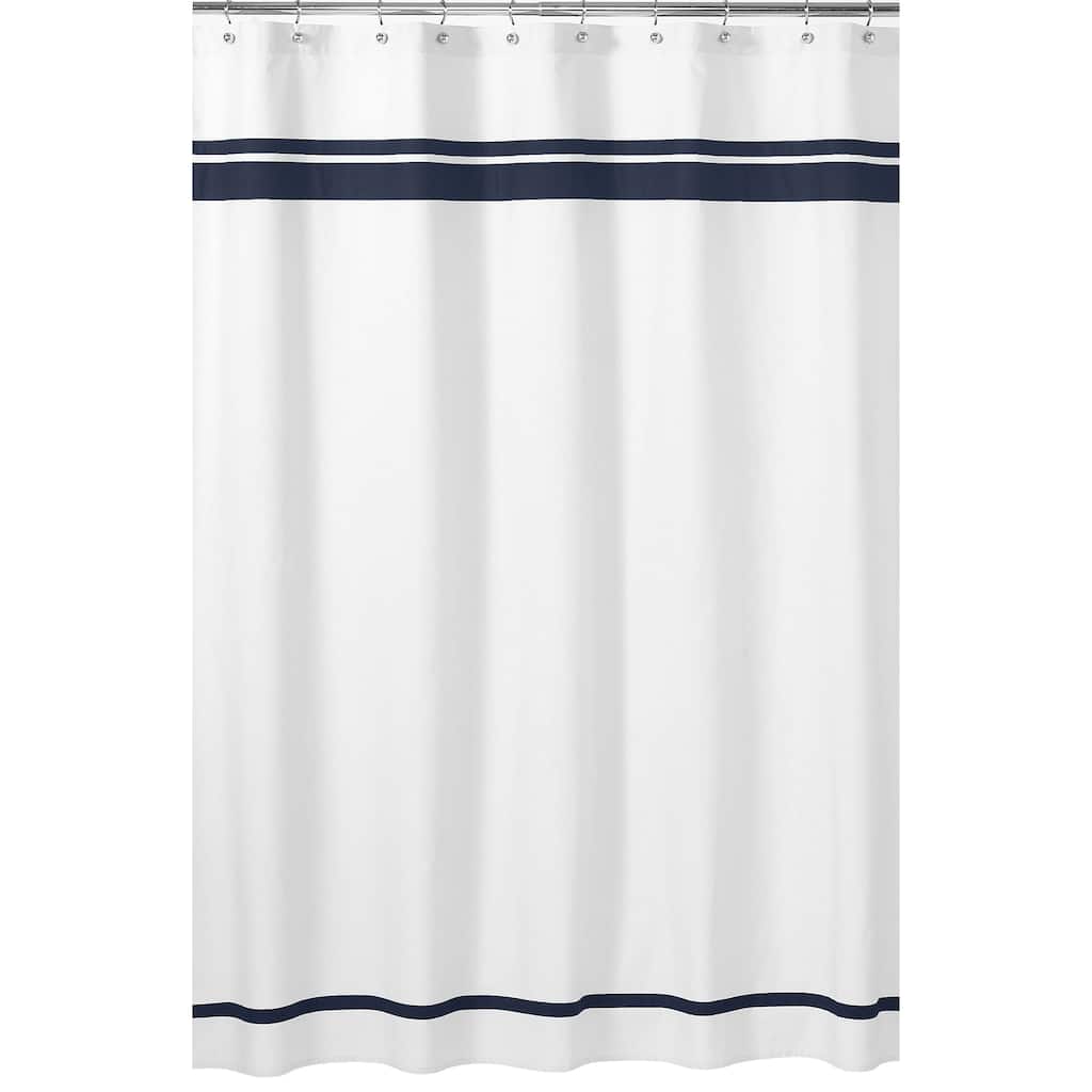 Sweet Jojo Designs White and Navy Hotel Shower Curtain