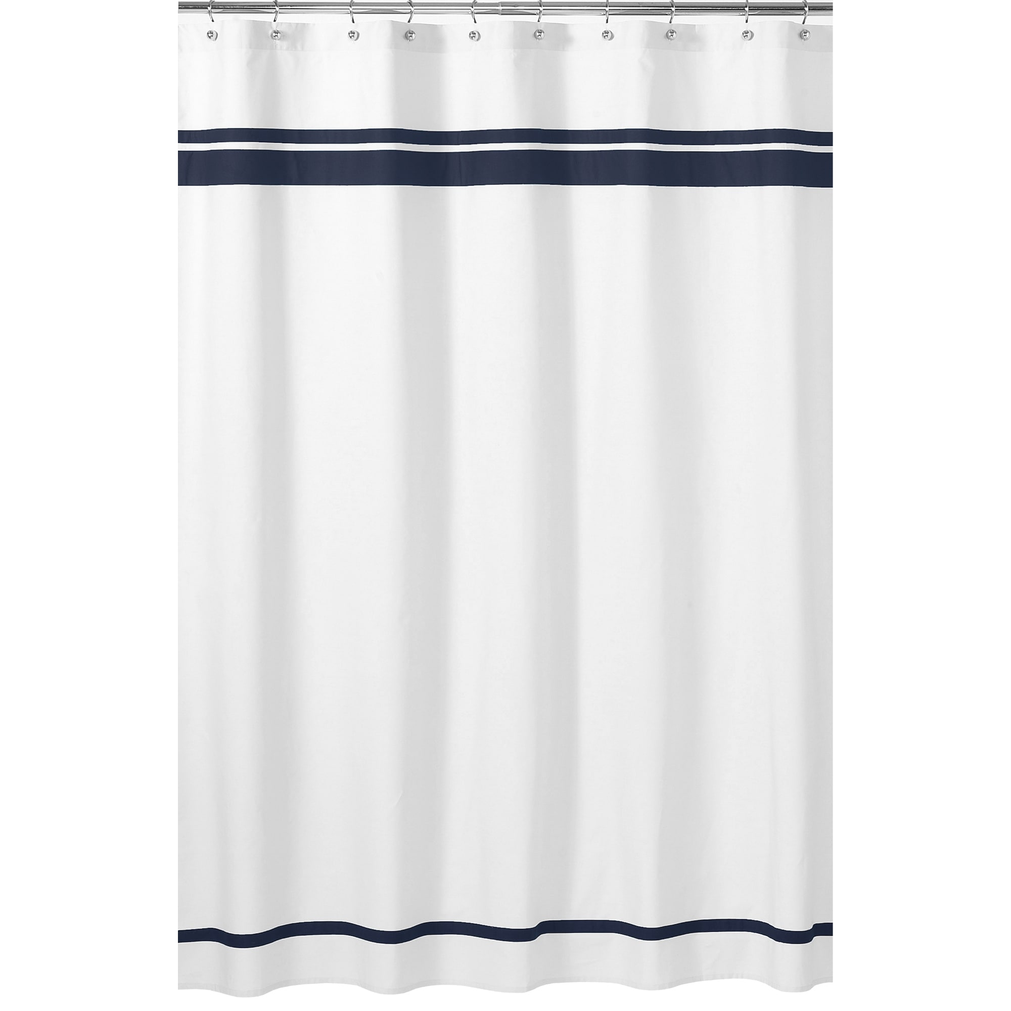 Sweet Jojo Designs White and Navy Hotel Shower Curtain