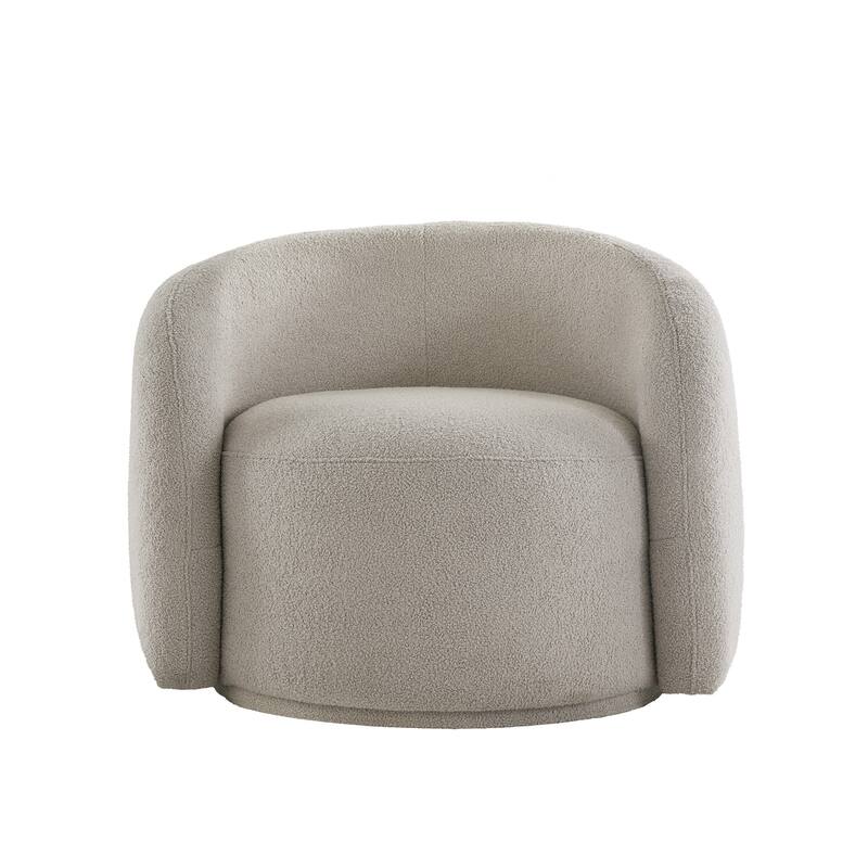 Willits Boucle Accent Chair with Cloud-Like Curved Design and Furry Channel Pillow by iNSPIRE Q Modern