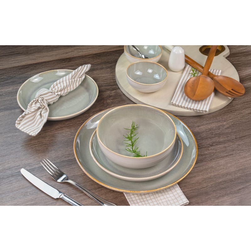 Resona Moss 16-Piece Green Dinnerware Set