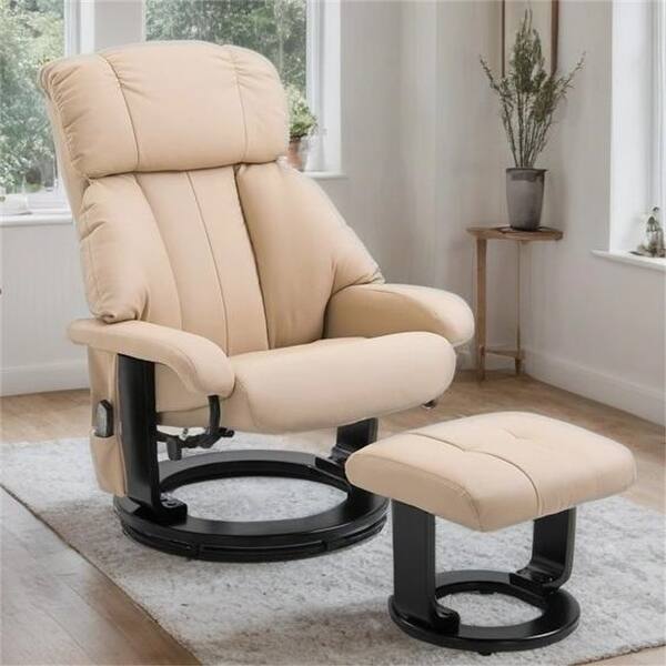 slide 2 of 11, Massage Recliner Chair with Ottoman, 360 Swivel Recliner and Footstool Beige
