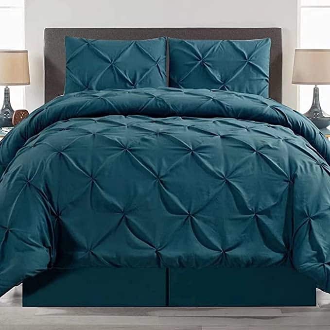 DCP All-season Reversible Bedding Comforter Set,Bed in a bag, - Green Geometric - Twin
