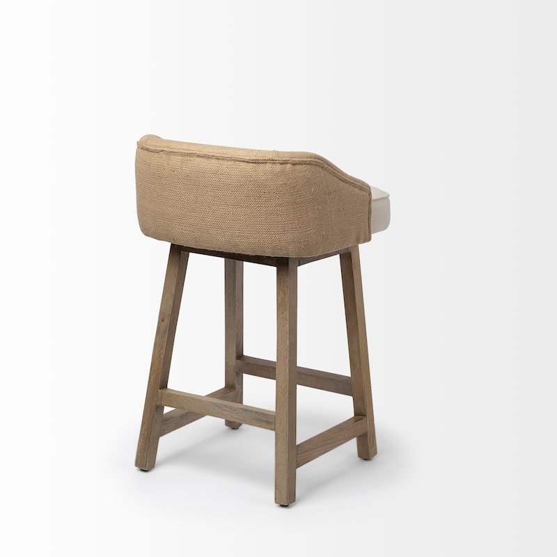 Monmouth Cream and Beige Fabric Seat with Brown Solid Wood Frame Counter Stool - 18.5"W x 20"D x 30"H