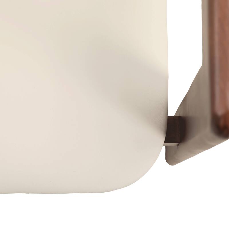 Dining Chairs Upholstered Leather Seats in Rubberwood Set of 4 Arm Chairs Open Back Design