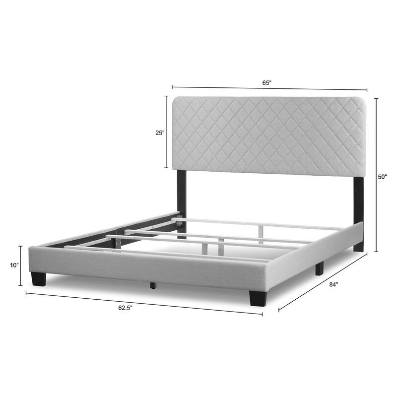 Aurum Fabric Queen Bed with Decorative Stitching