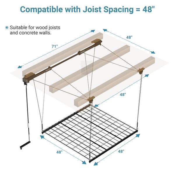 Adjustable Ceiling Rack FLEXIMOUNTS Heavy Duty Manual Lift Adjustable Ceiling Storage Rack ...