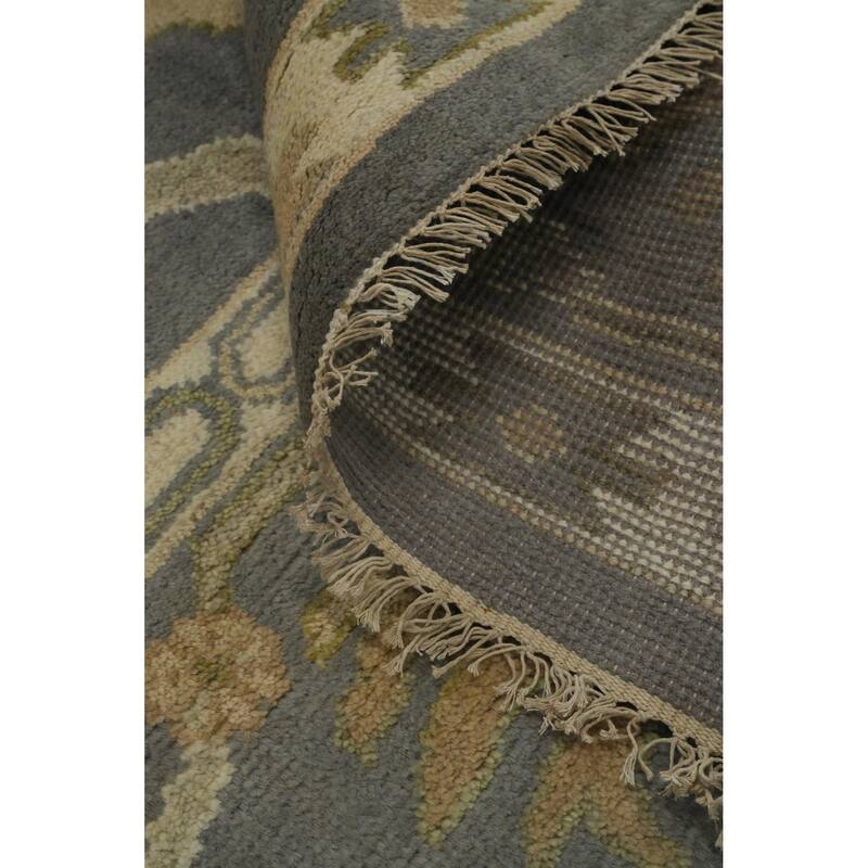 All-Over Gray Floral Oushak Indian Area Rug 9x12 - 12' 1'' X 8' 8''