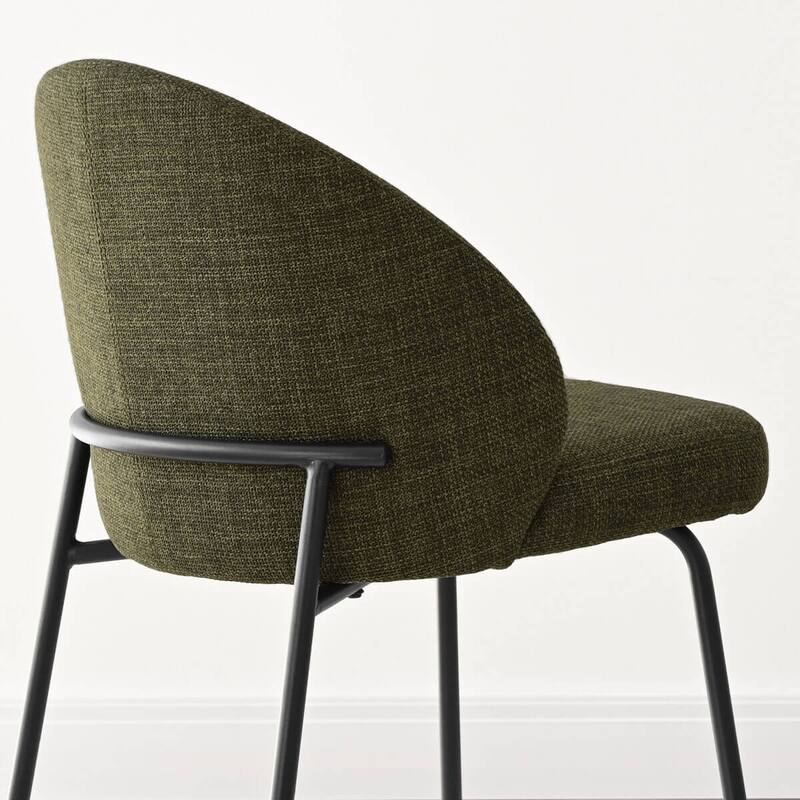 Modern Fabric Dining Chairs with Curved Back(Set of 2)