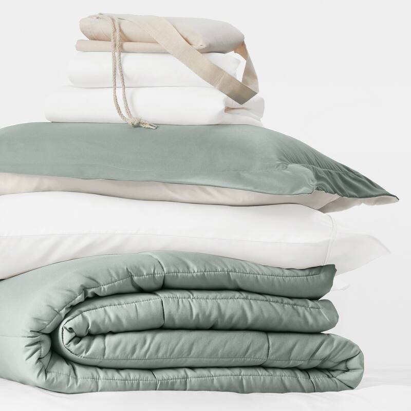 8pc Twin XL Solid Dorm Bedding Bundle