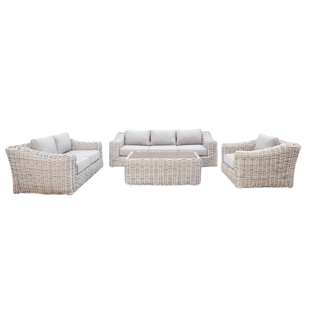 Hawaii Three-Tone Wicker Deep Seating Set with Cushion