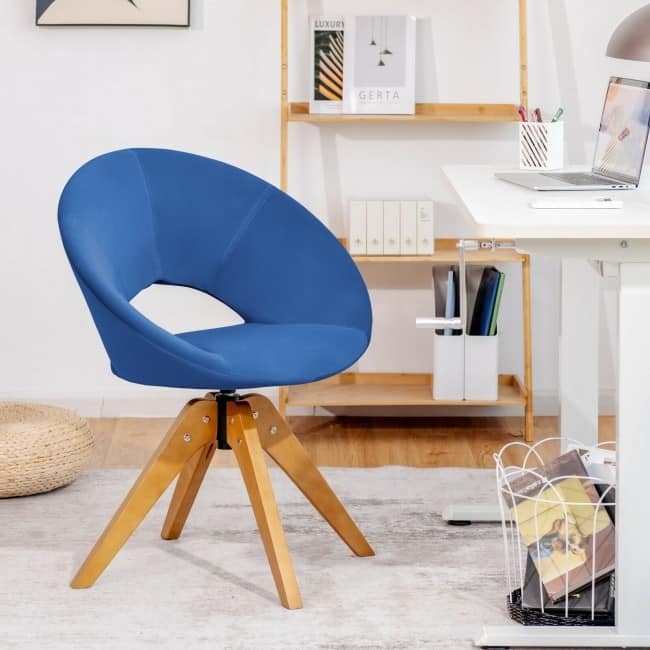 Mid Century Modern Swivel Accent Chair Fabric Velvet Armchair - 27" x 22" x 32.5" (L x W x H)