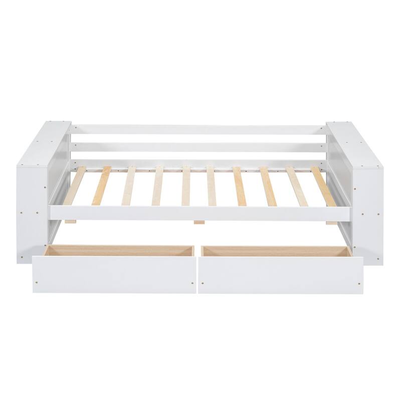 Double sofa bed with shelves and drawers