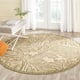 SAFAVIEH Courtyard Bettyjane Tropical Leaves Indoor/ Outdoor Area Rug - 5'3" x 5'3" Round - Natural/Olive