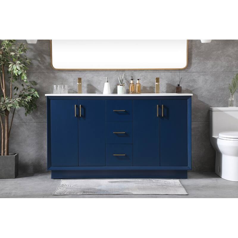 Elegant Lighting VF19660D Hayes 60" Free Standing Double Basin Vanity