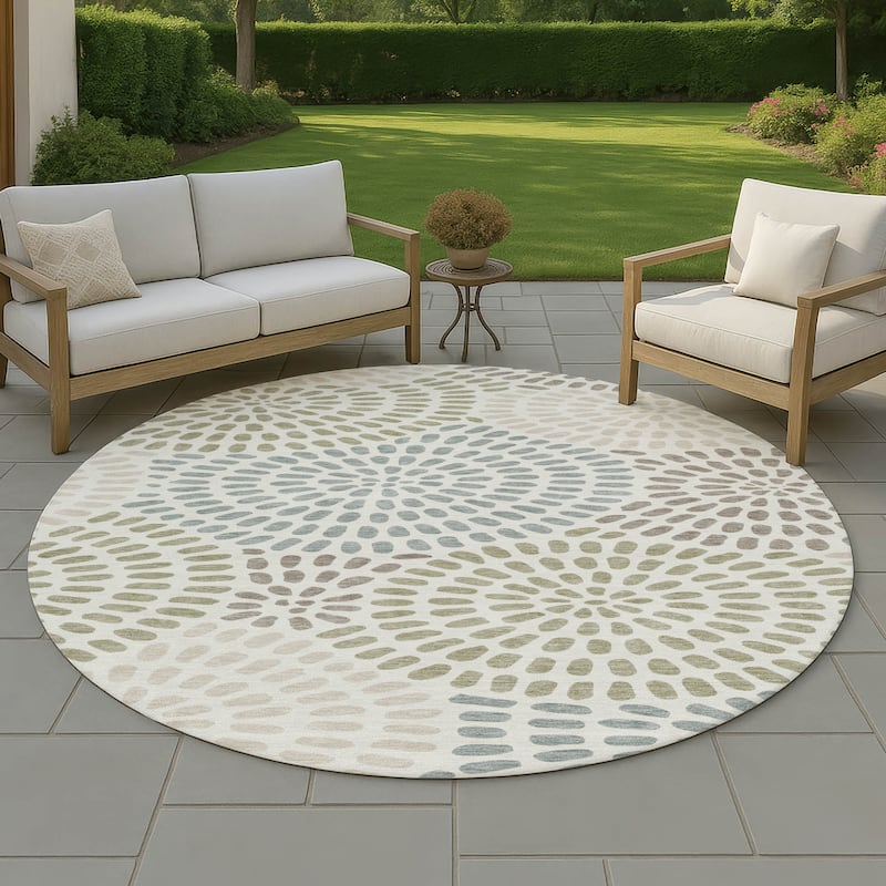 Machine Washable Indoor/ Outdoor Casual Ric Chantille Rug - Ivory - 8' x 8'