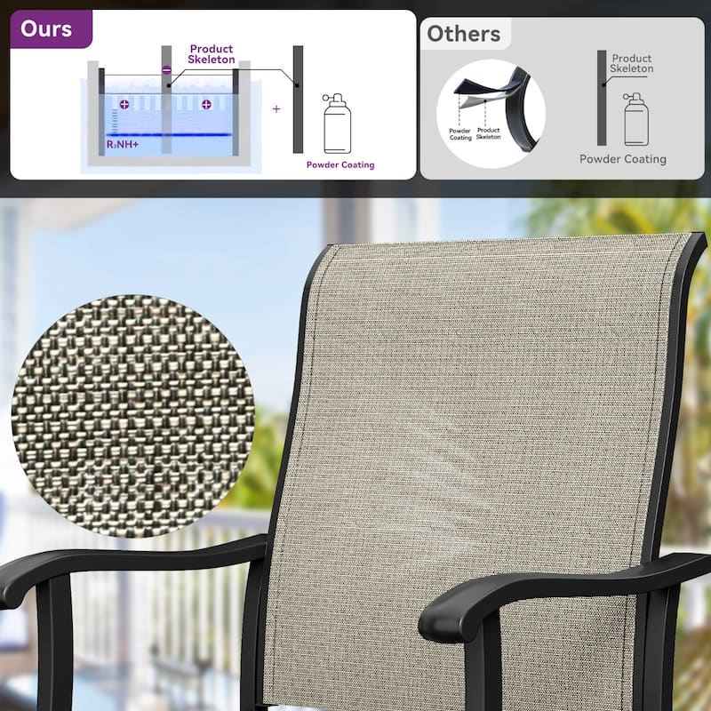 Outdoor Metal Swivel Bar Chairs Dining Chair Set of 2 - 23in